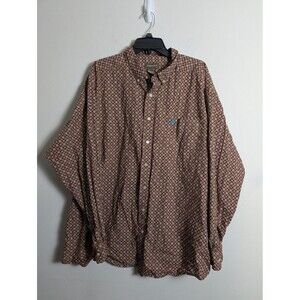 Ariat Men's Barrett Classic Fit Shirt Brown Blue geometric print pattern Sz 3x